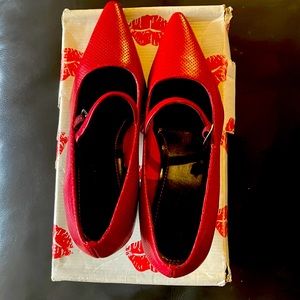 Red leather Mary Jane pumps